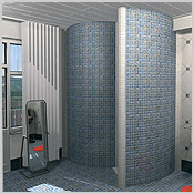 Douche d�angle, �conomisant l'espace